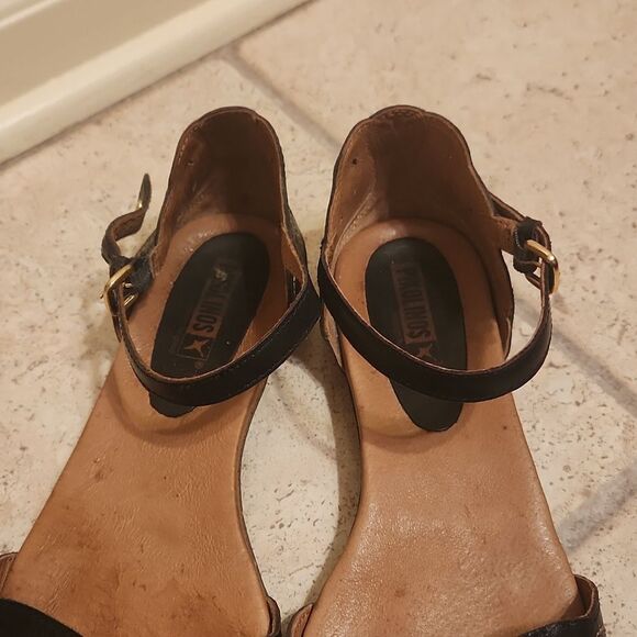 Pikolinos Women's Black & Tan Sandals w/ Ankle Straps Size 41 US 10-10.5 - Picture 4 of 12